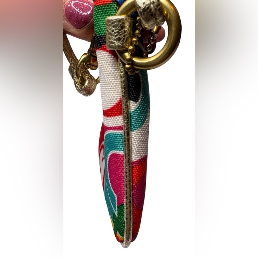 Coach Poppy Pop C Graffiti Multicolor Wristlet Metallic Gold Y2K - Picture 7 of 12